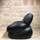 Paire de fauteuils en cuir noir d'Adriano Piazzesi