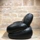 Paire de fauteuils en cuir noir d'Adriano Piazzesi