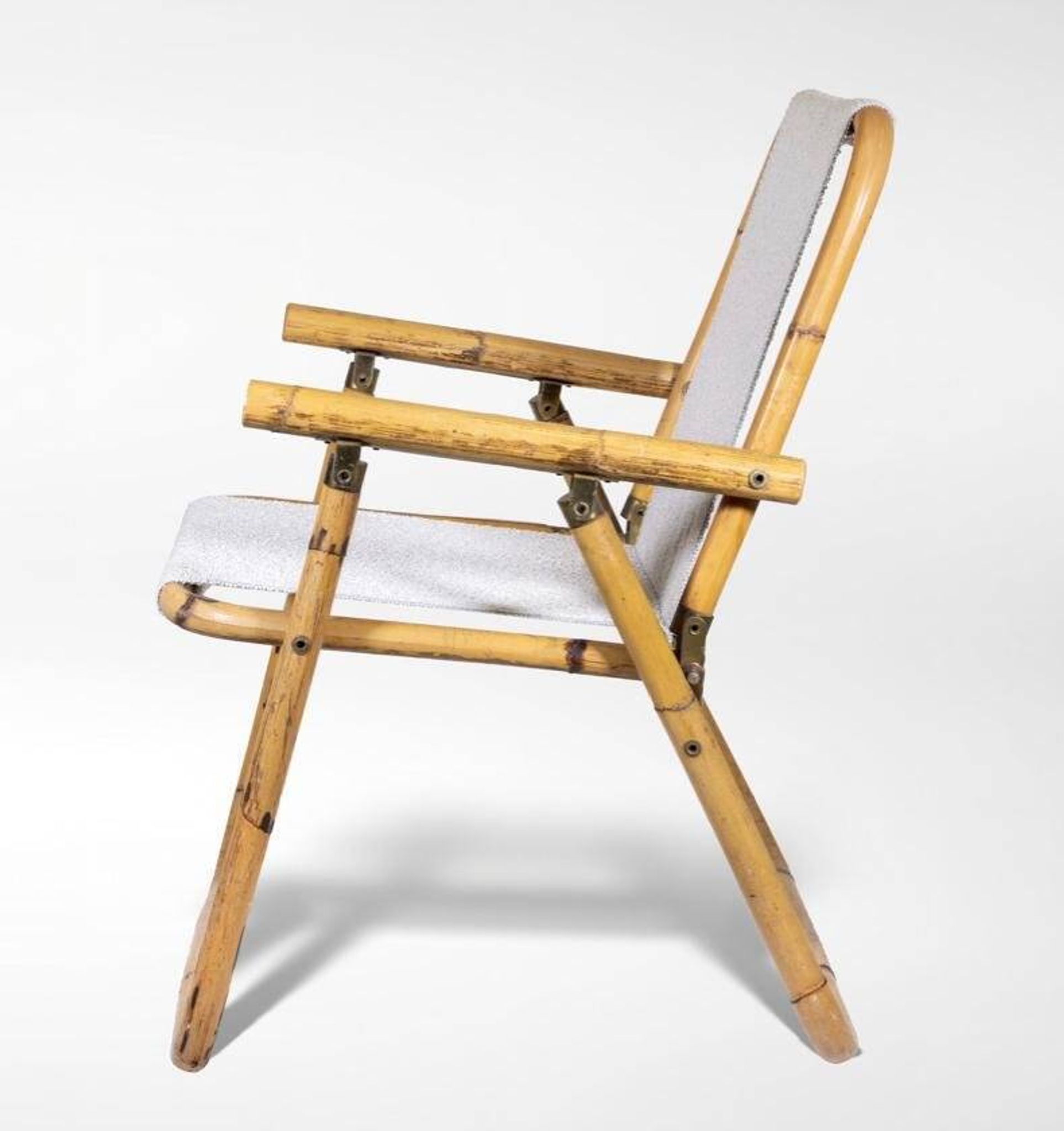 Vintage Folding Chairs in Bamboo and Fabric by Vivai Del Sud, 1970, Set of 12