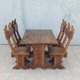 Set of table and 4 mountain chairs in solid oak