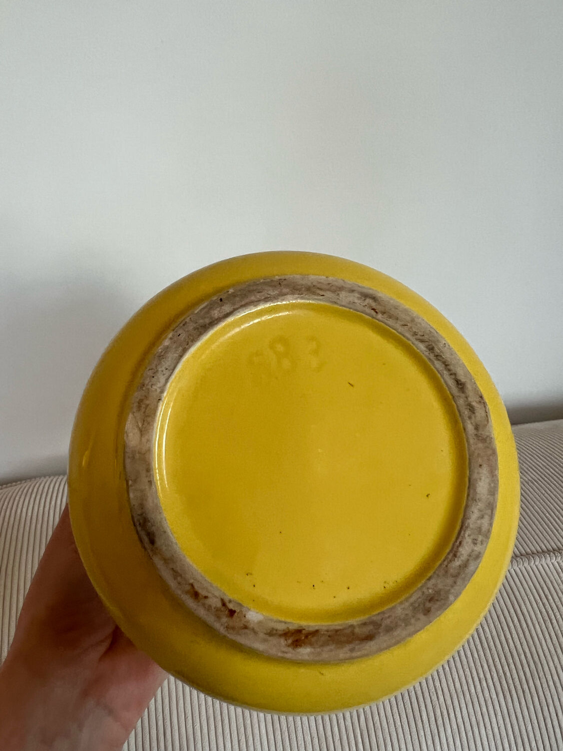 Vintage ceramic yellow pitcher