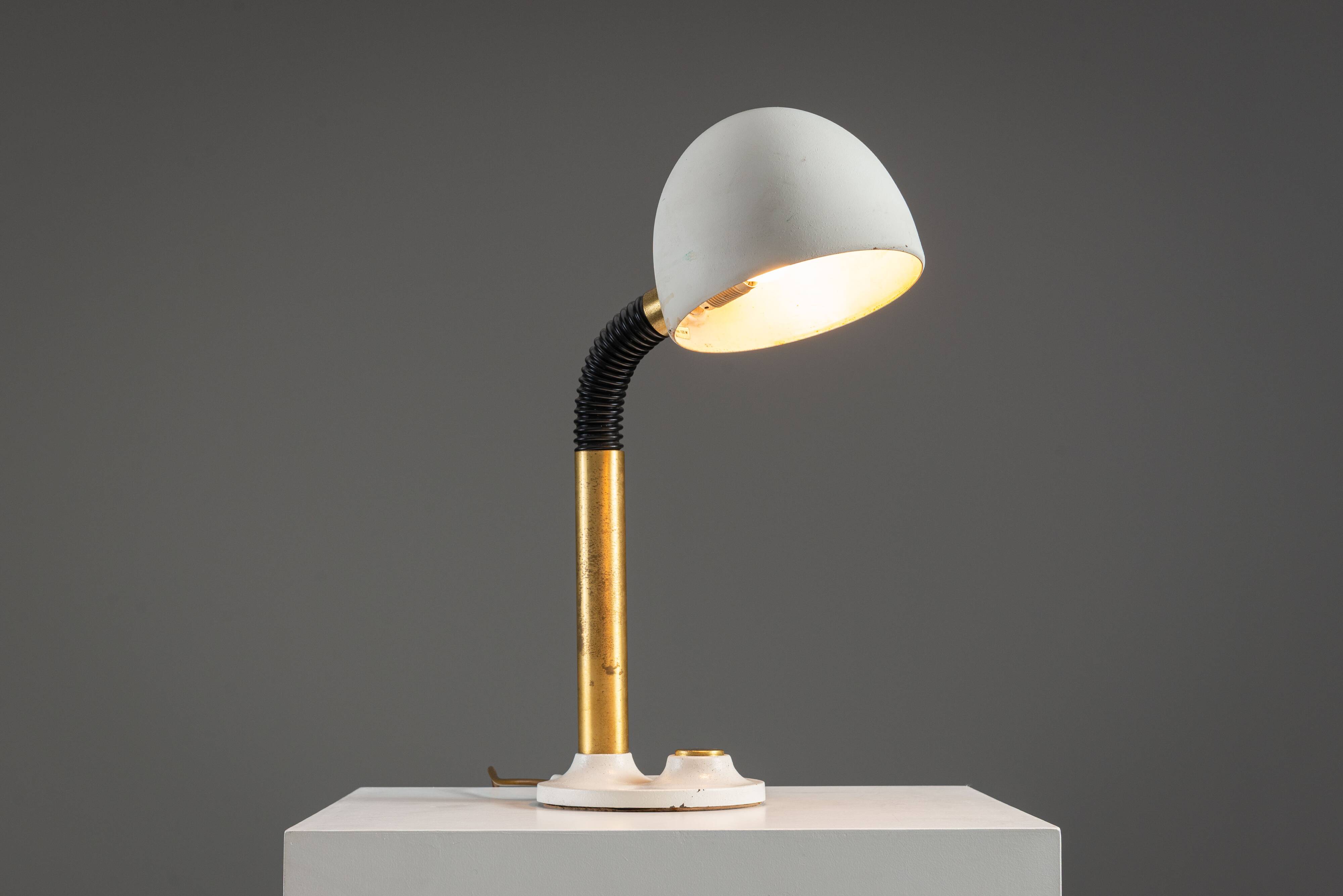 Egon Hillebrand desk lamp in white metal with brass accents