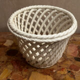 Vintage woven ceramic cache-pot