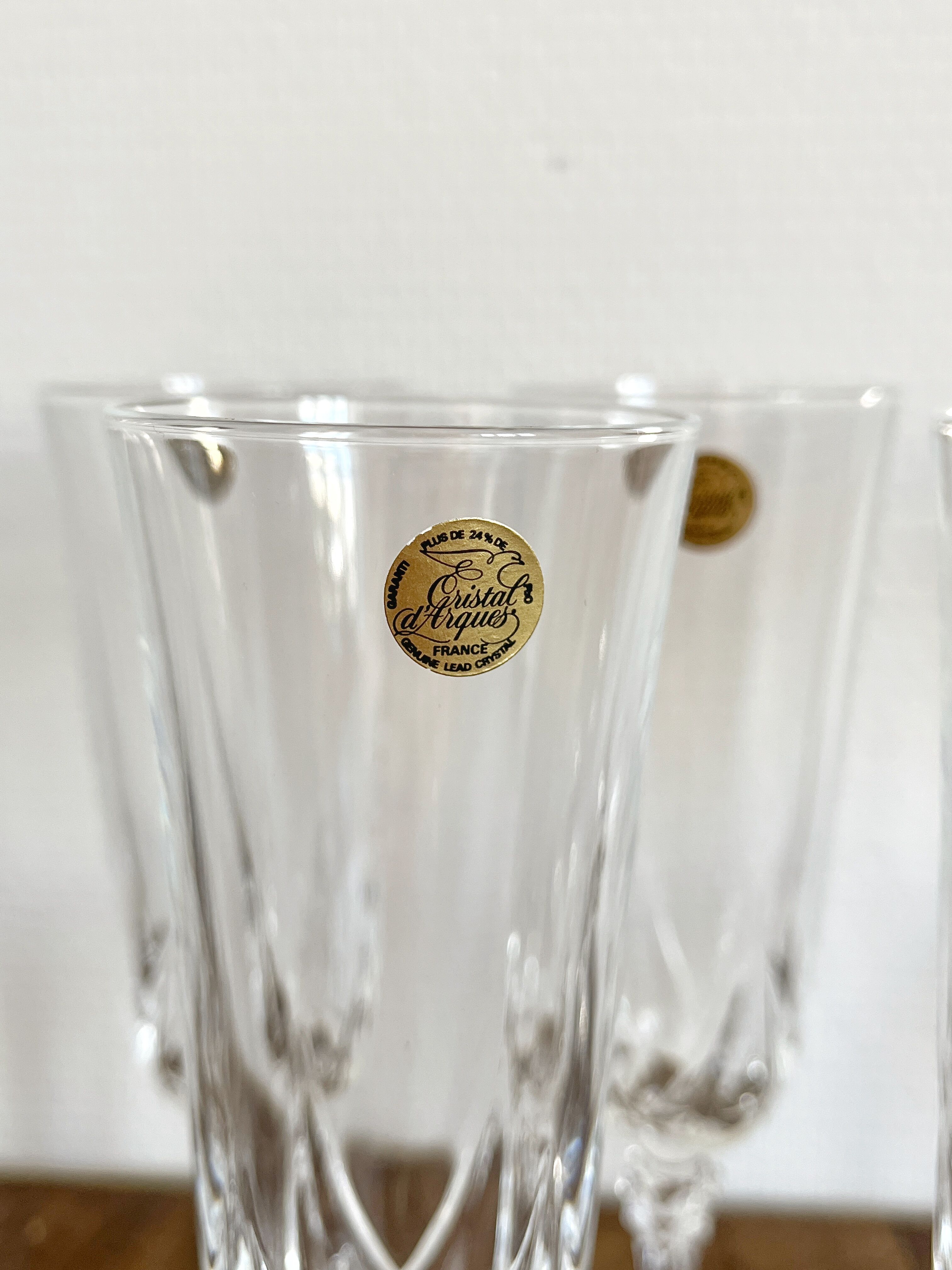 10 Auteuil champagne flutes in vintage Arques crystal