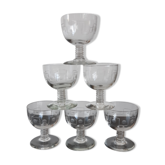 Set of 6 art deco wine glasses 30s