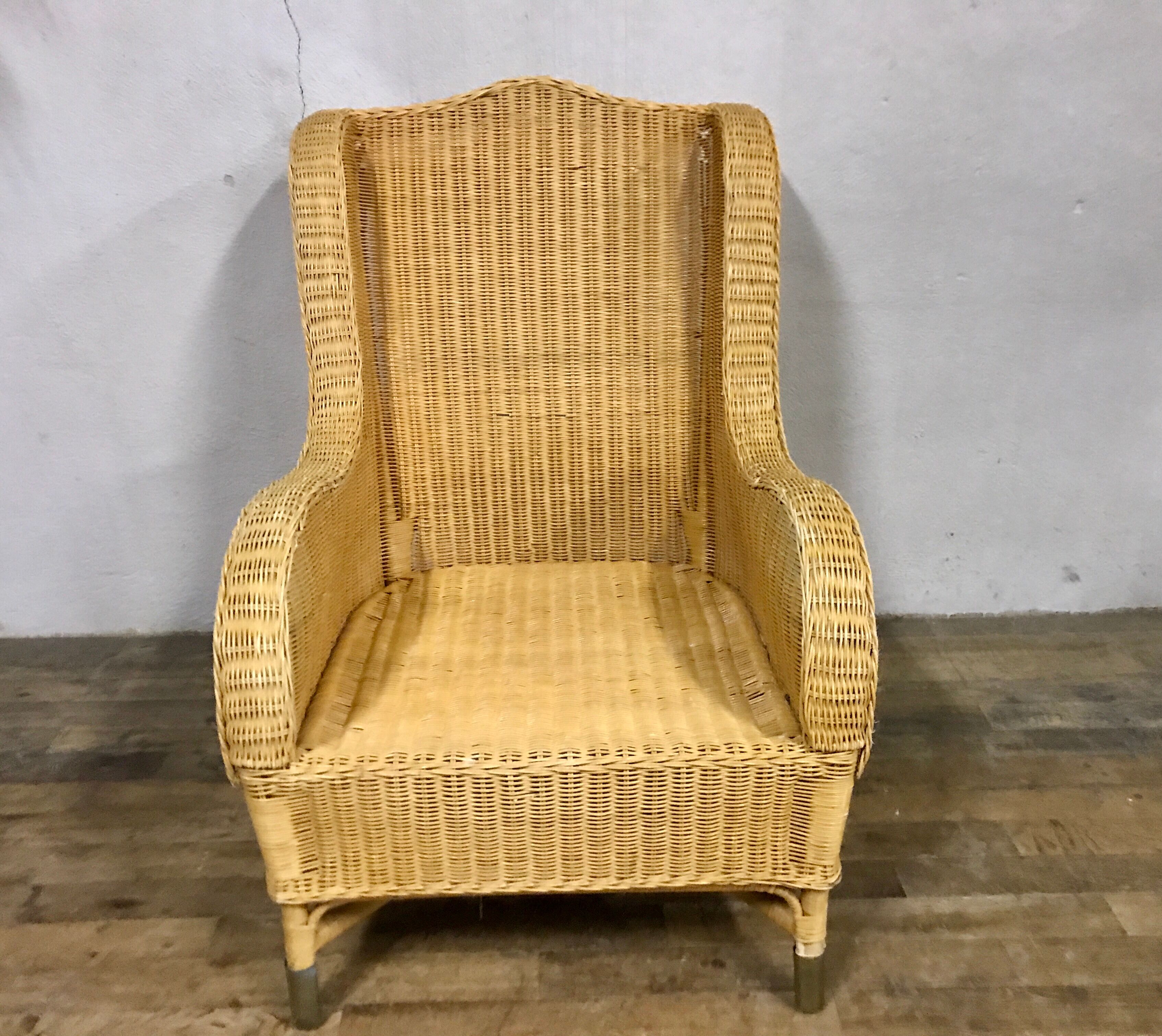 Fauteuil en rotin bambou osier 1950/1960 vintage