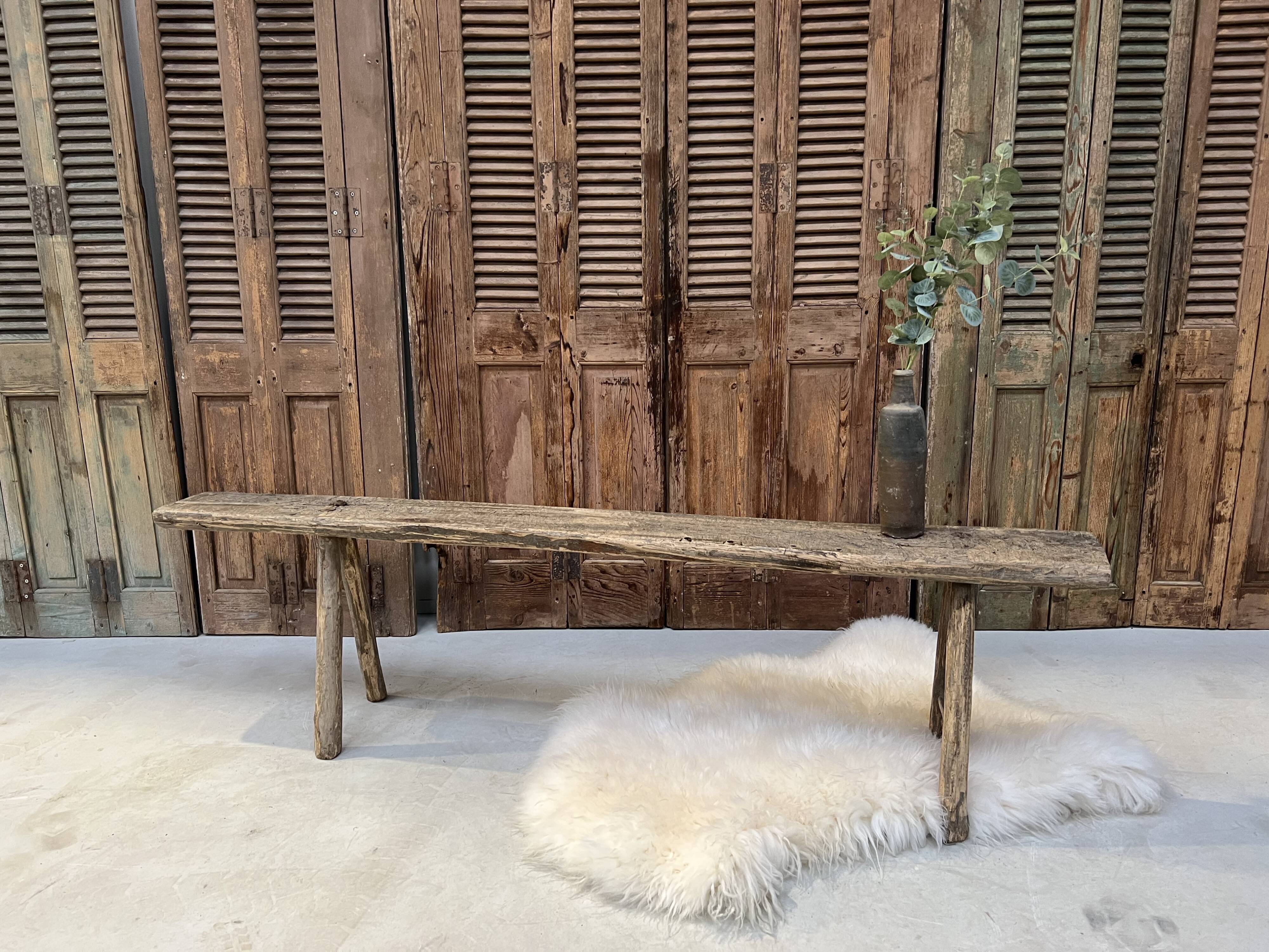Raw wood bench