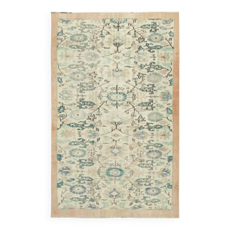 Tapis beige turc unique en son genre noué à la main 153 cm x 262 cm