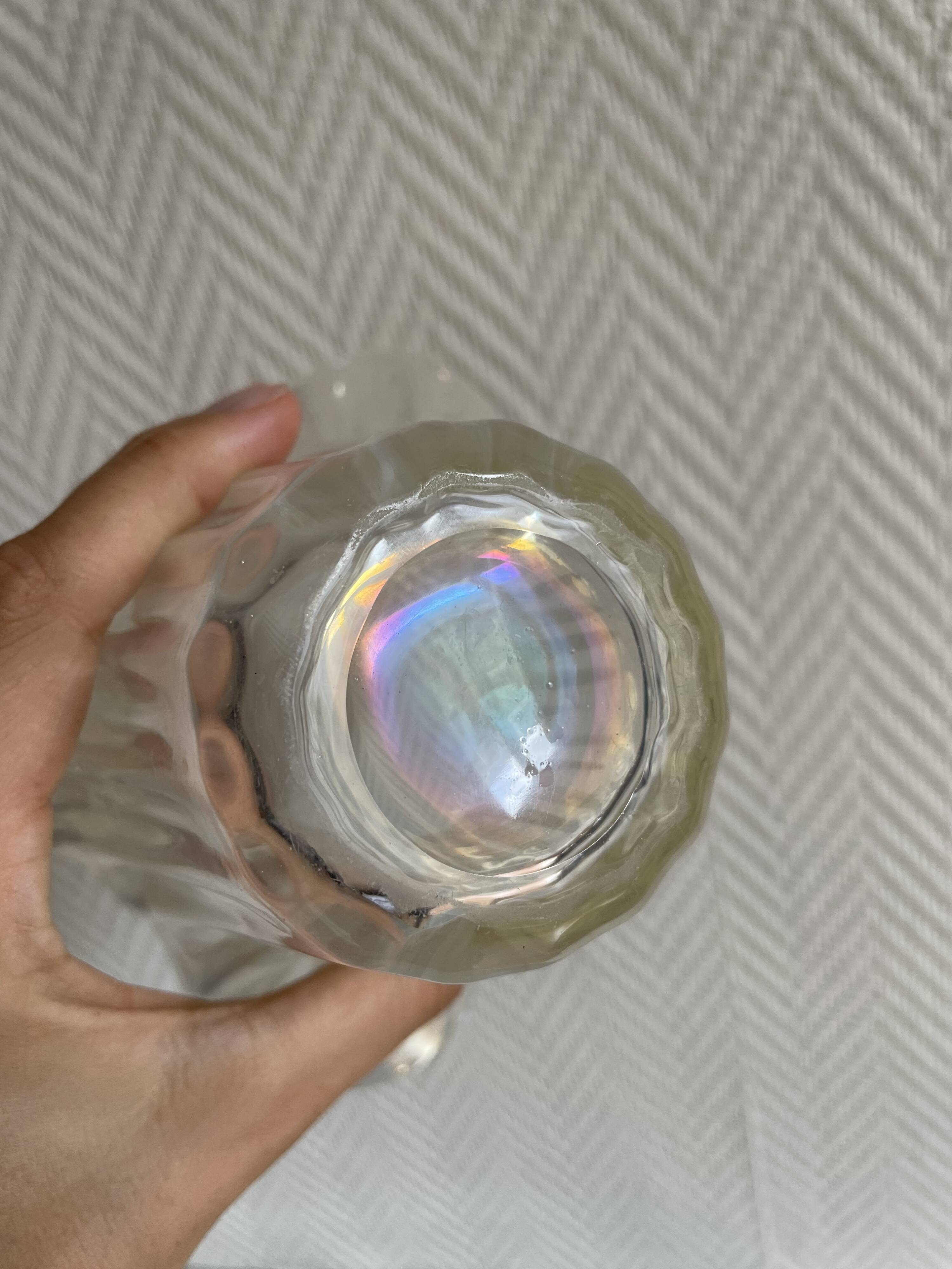 Vase verre aspect irisé
