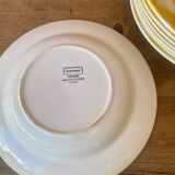 Set of 8 old Digoin Sarreguemines plates, yellow Scottish model