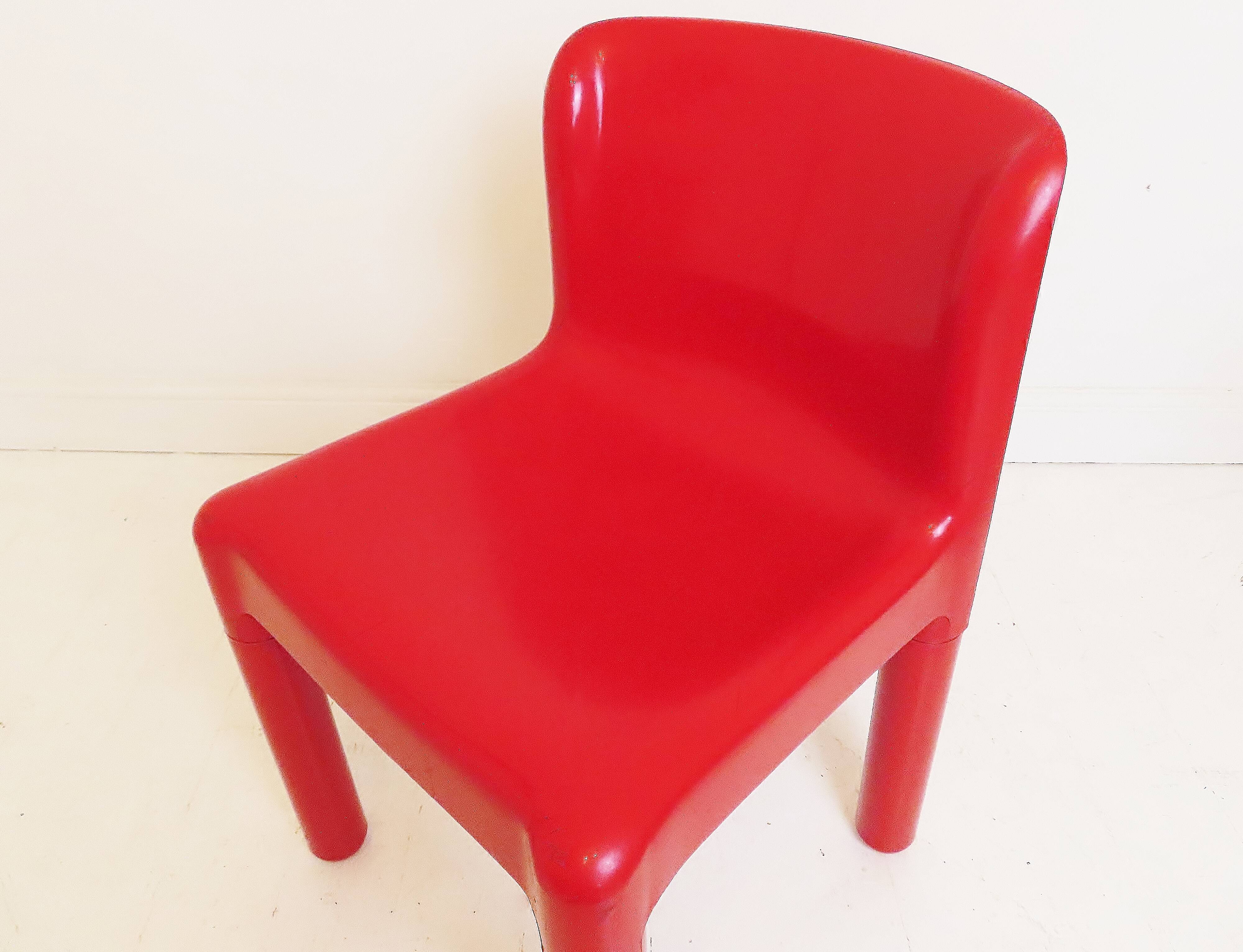 Vintage Italian Red Plastic Chair By Carlo Bartoli For Kartell Italy