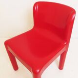 Vintage Italian Red Plastic Chair By Carlo Bartoli For Kartell Italy