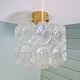 Brass and textured transparent glass ceiling light, Limburg, 1970