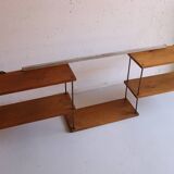 Wall shelf in oak and copper from the 50s