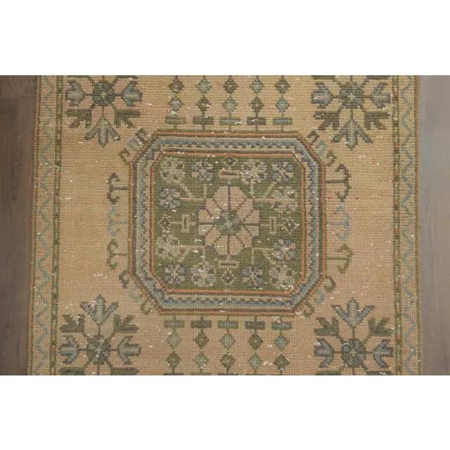 1970s Vintage Turkish Hand-Knotted Wool Cotton Orange Runner Rug 90x344