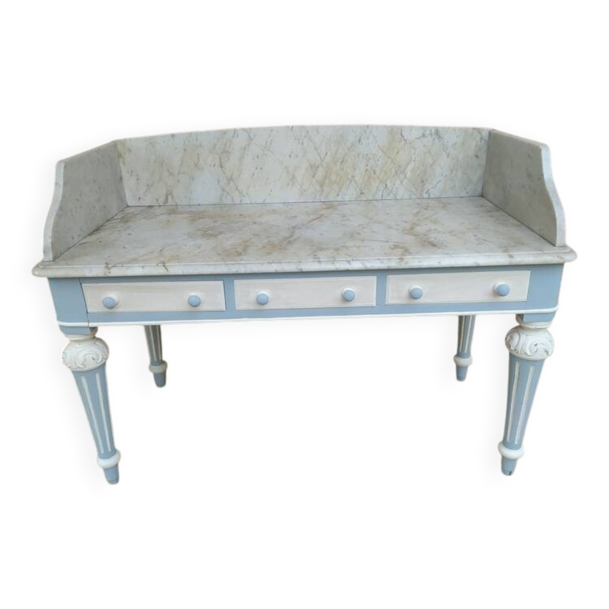 Vanity unit, wooden and marble dressing table in Louis XVI style.