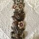 Decorative carved wooden ornament bouquet flowers and ribbon