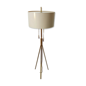 Tripod floorlamp from the midcentury in leather and brass