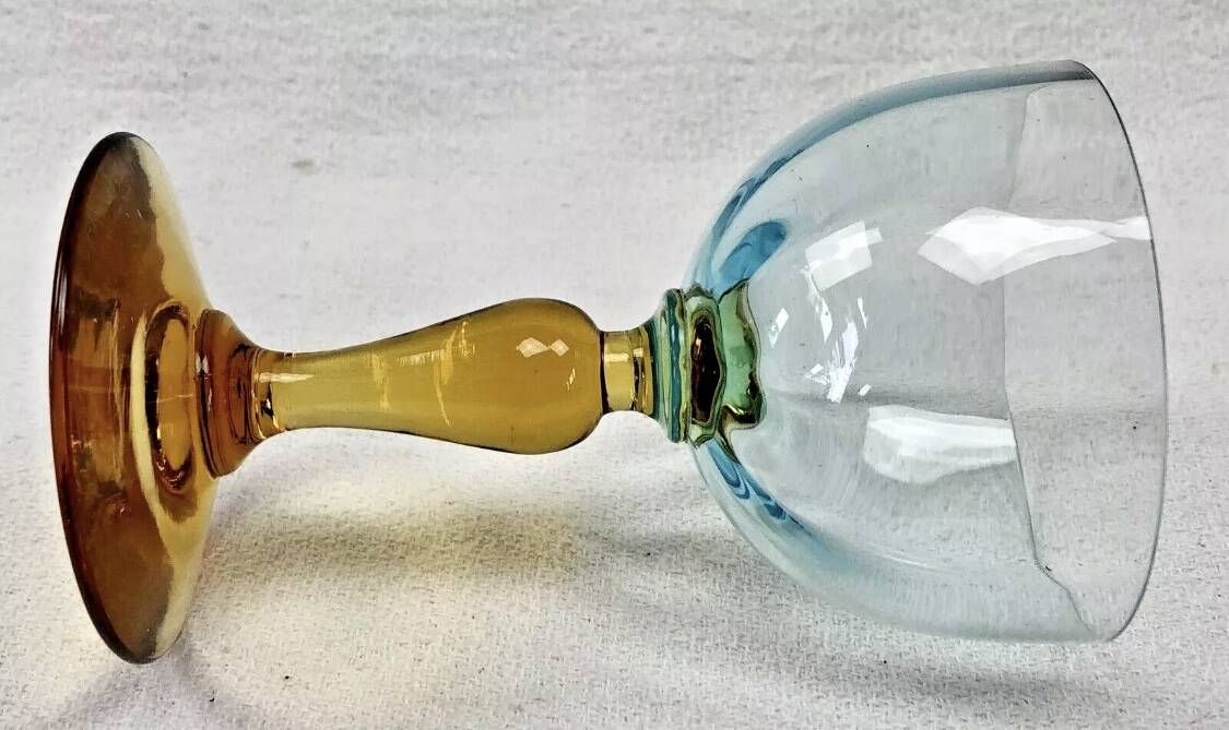 4 old two-tone George Sand wine glasses