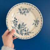 Set of 5 Vintage Badonviller Ironstone Flat Plates – Blackberry Pattern