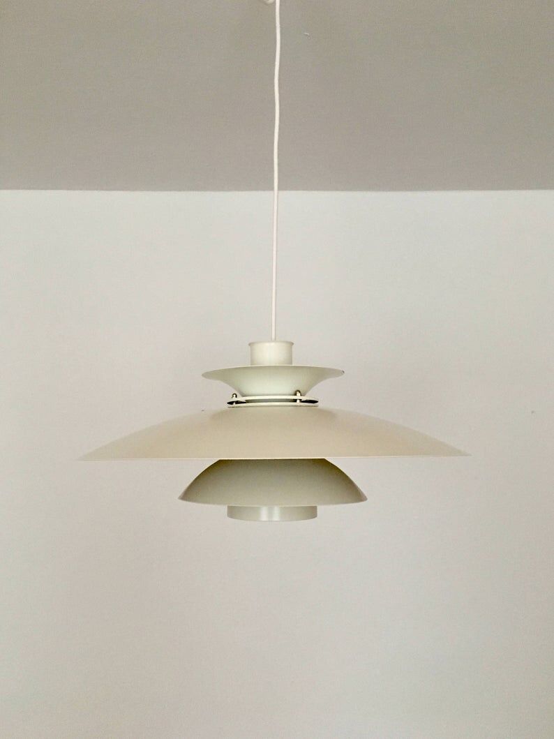Danish mid century modern metal hanging lamp by Lyfa