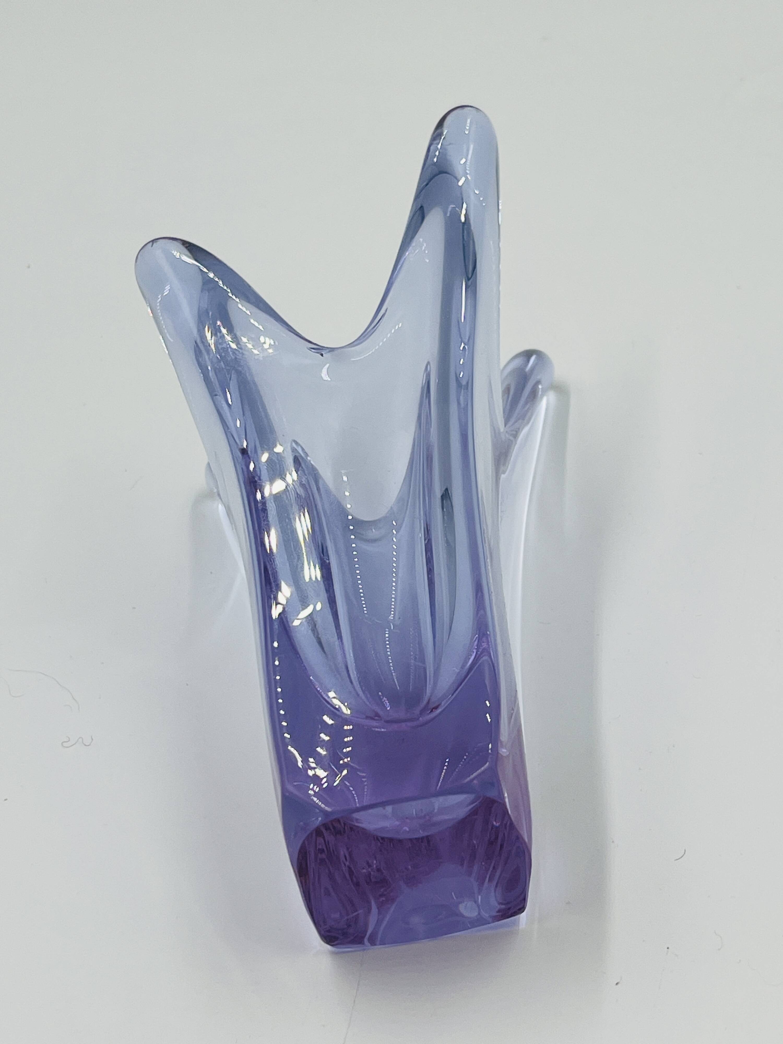 Vintage Murano Crystal Finger Vase Purple