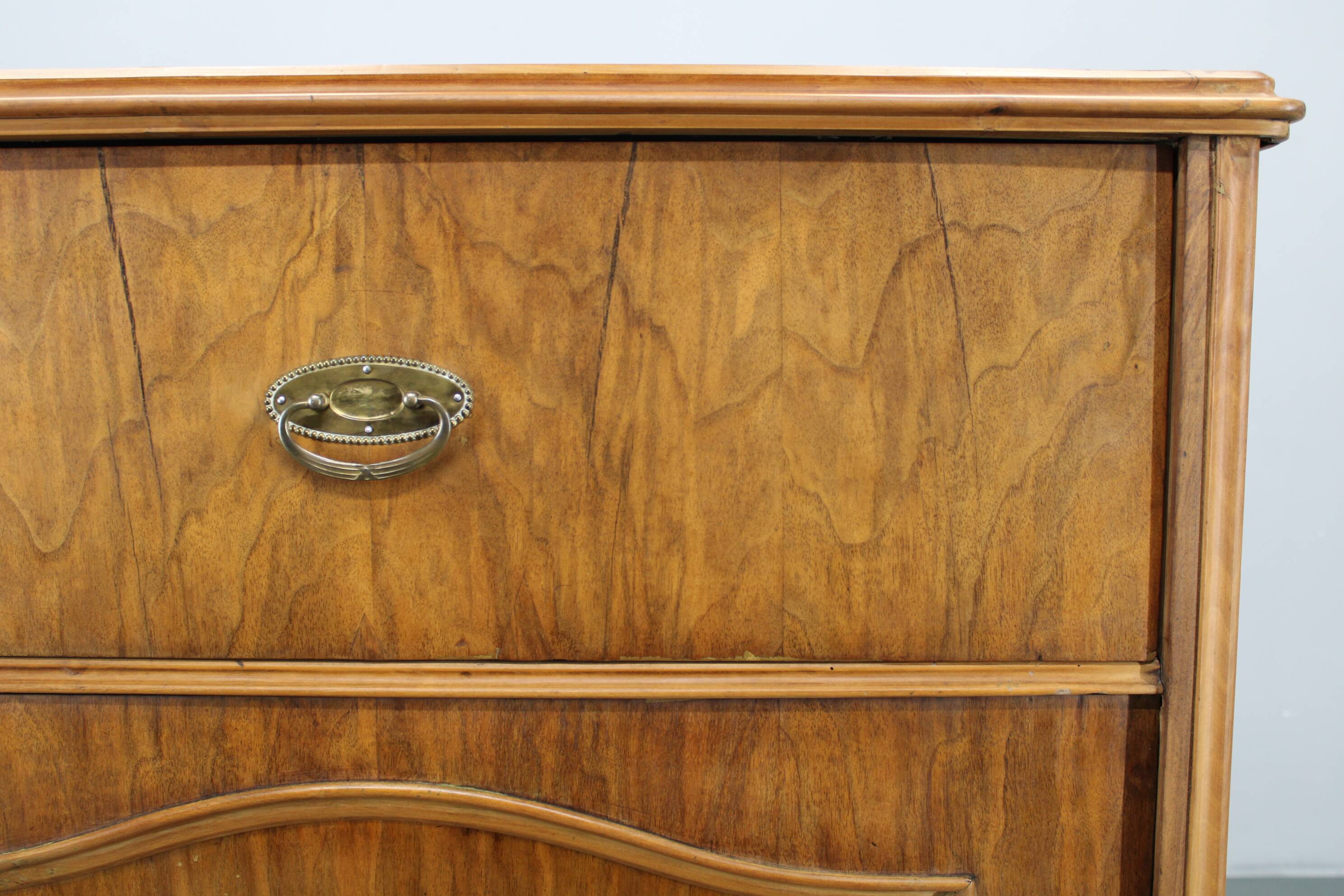Antique Cabinet in Walnut Finish, Czechoslovakia