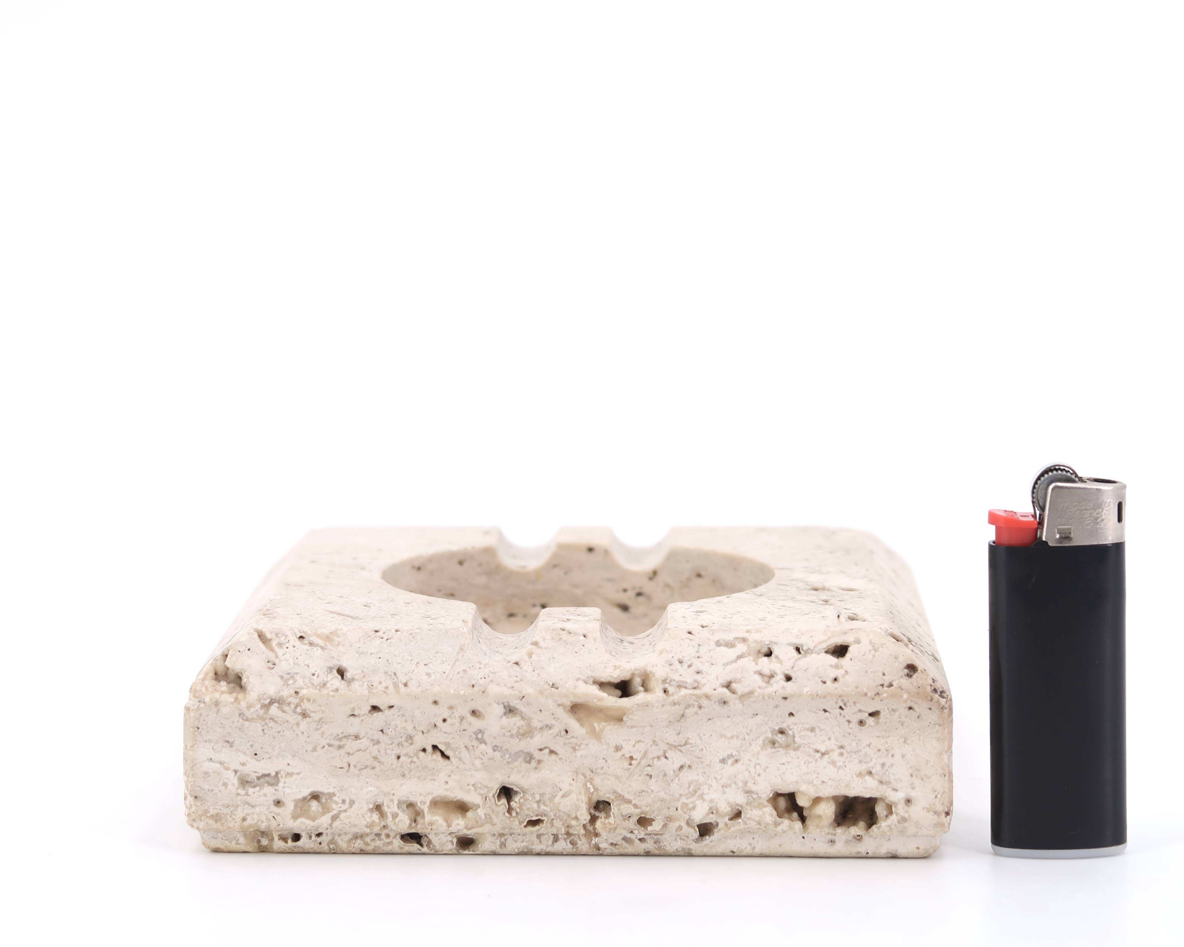 Square travertine ashtray, 1970s