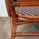 Vintage -Braided rattan sofa - chevron pattern