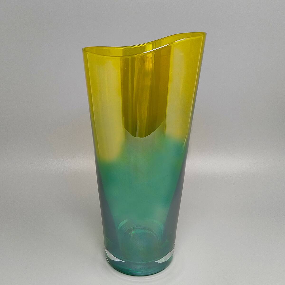 1970s Luxury Green and Yellow Handcrafted Vase in Murano Glass by Ca dei Ve