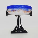 Degué Art Nouveau centerpiece in glass paste and wrought iron. 1920s