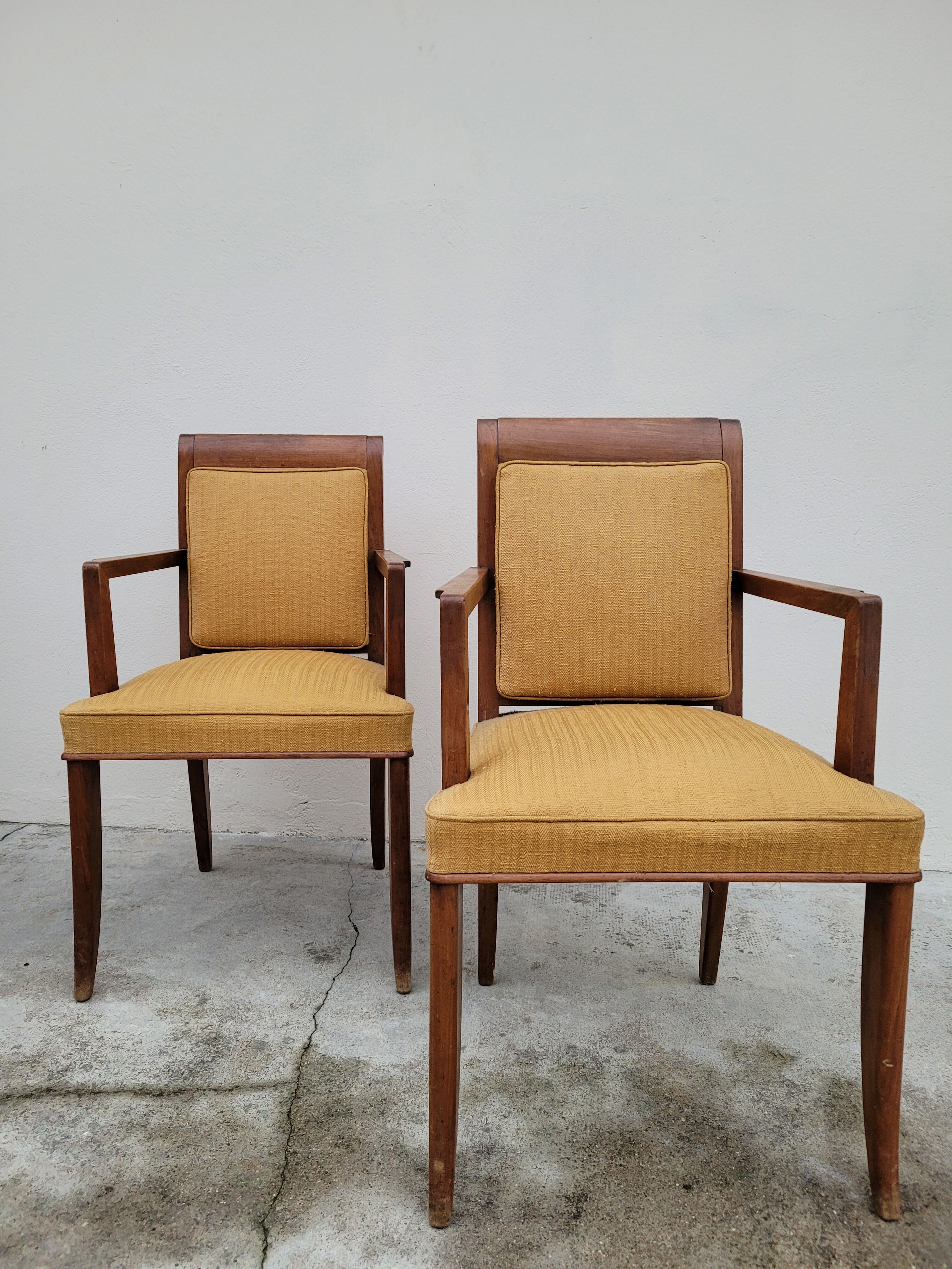 Pair of armchairs bridge era art deco walnut