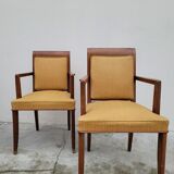 Pair of armchairs bridge era art deco walnut