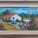 Painting "The coffee harvest" South America signed D. Ramirez