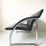 Sofa and Chair in black leather of Sede DS-127 of Gerd Lange 1980 s