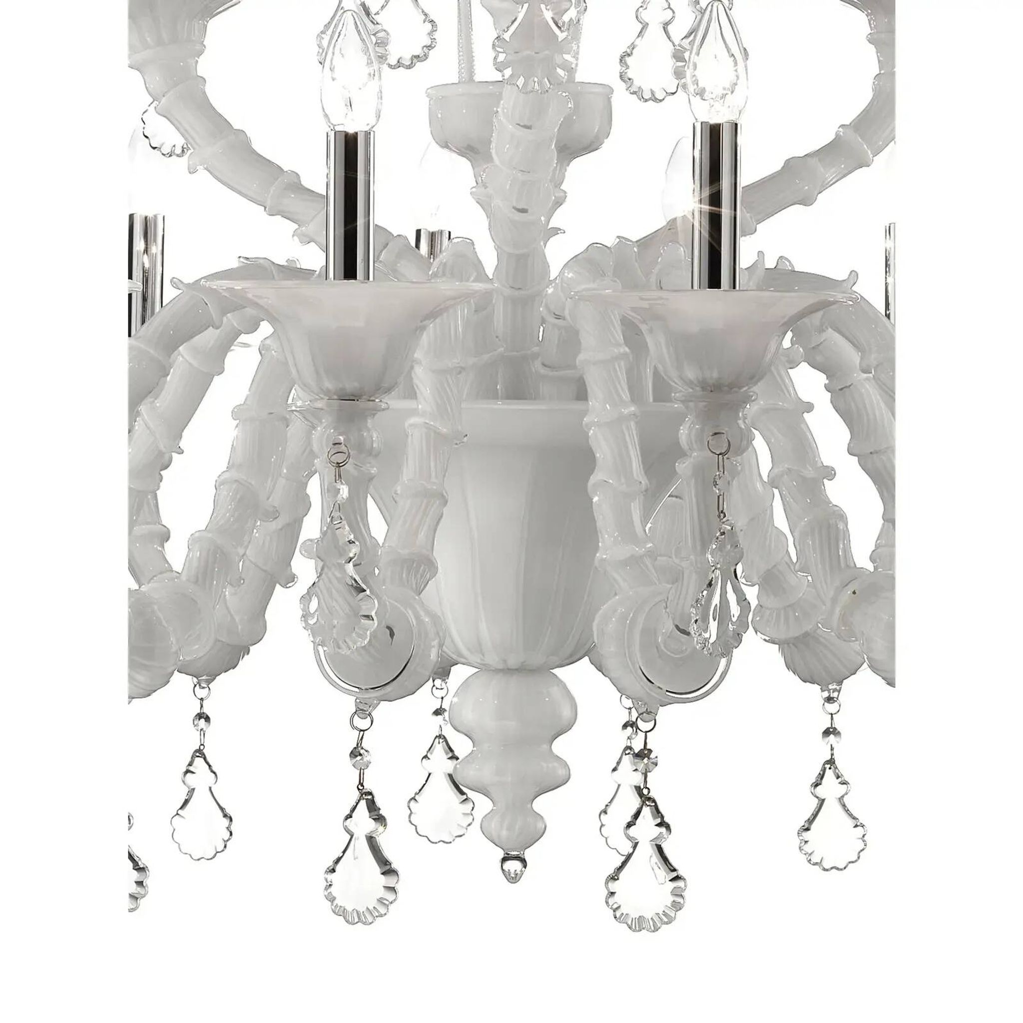 Handcrafted Modern White Ca’ Rezzonico Chandelier With Curled Murano Glass