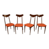 Series of 4 vintage Italian wooden chairs, 1960s