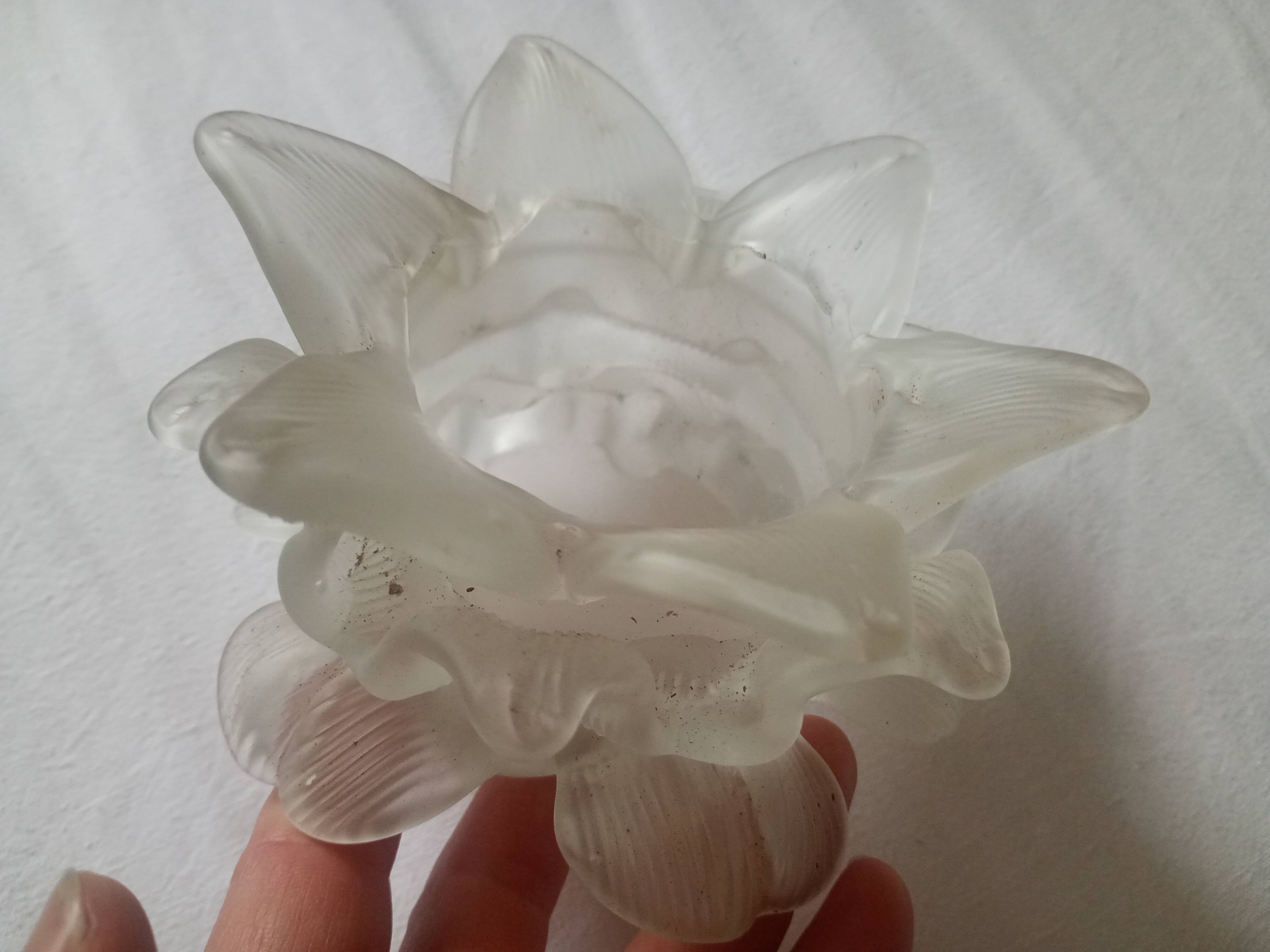 Grande Tulipe ancienne en forme de fleur "rose" - verre dépoli