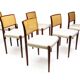 Set of 8 Danish Dining Chairs in Rosewood & Rattan attr. Niels Moller