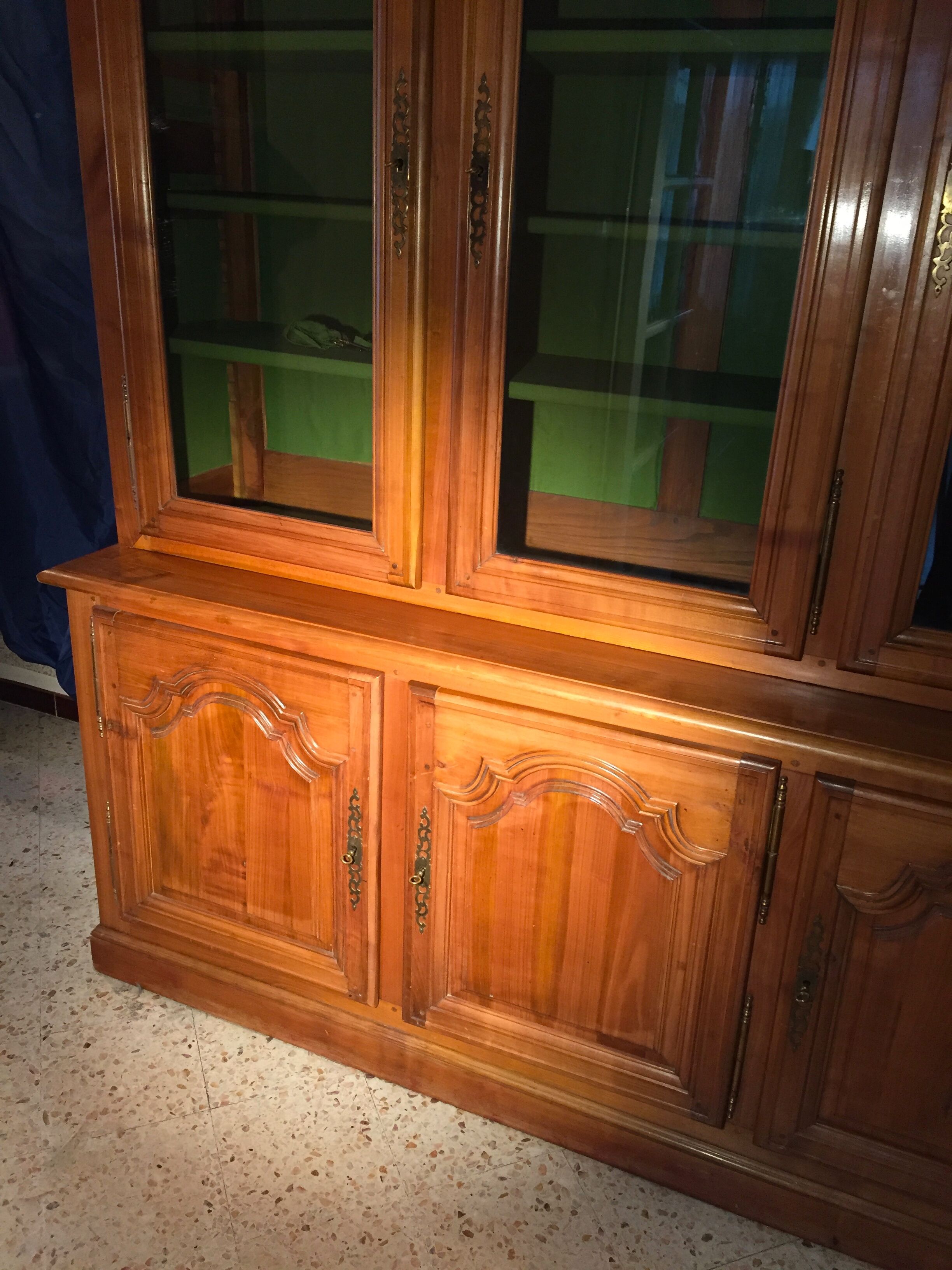 Vintage glass library in solid cherry