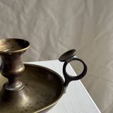 Antique blackened gold hand candlestick H8 D13.5