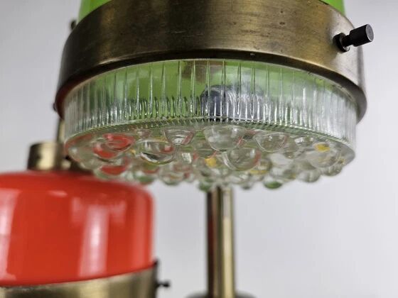 Rare pendant lamp from Italy in 3 colours of glass attributed to Stilnovo