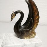 Pair of ancient zoomorphic bookends, swan statues