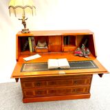 English secretary desk from Marway brand, leather top and precious wood veneer