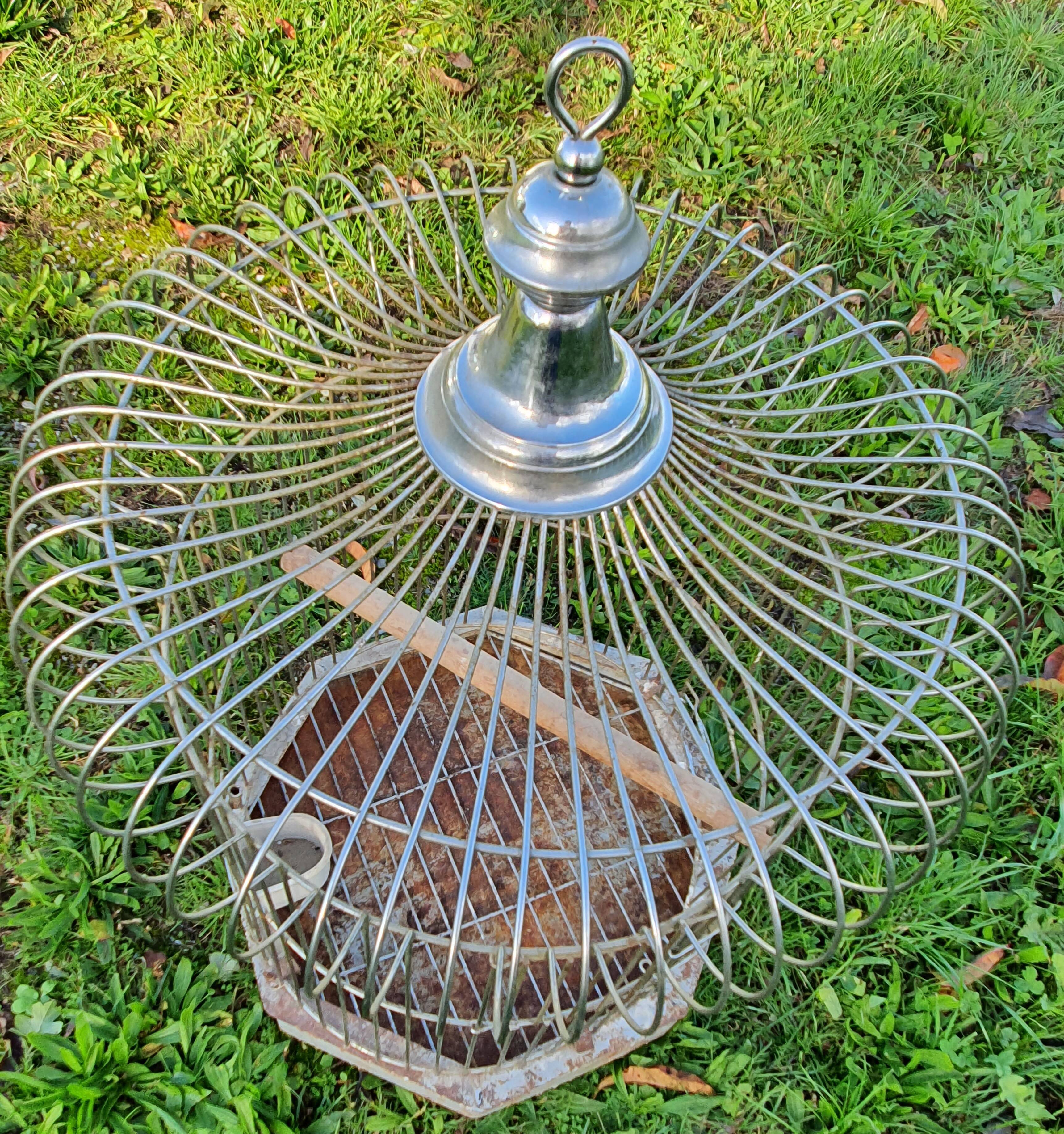 Large old iron parrot cage