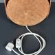 Midcentury XL ( 82 cm ) imposing terracotta suede table lamp. 1970s