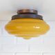 Antique Glass Ceiling Light, 100 Year Old Hand Blown Art Deco Sconce
