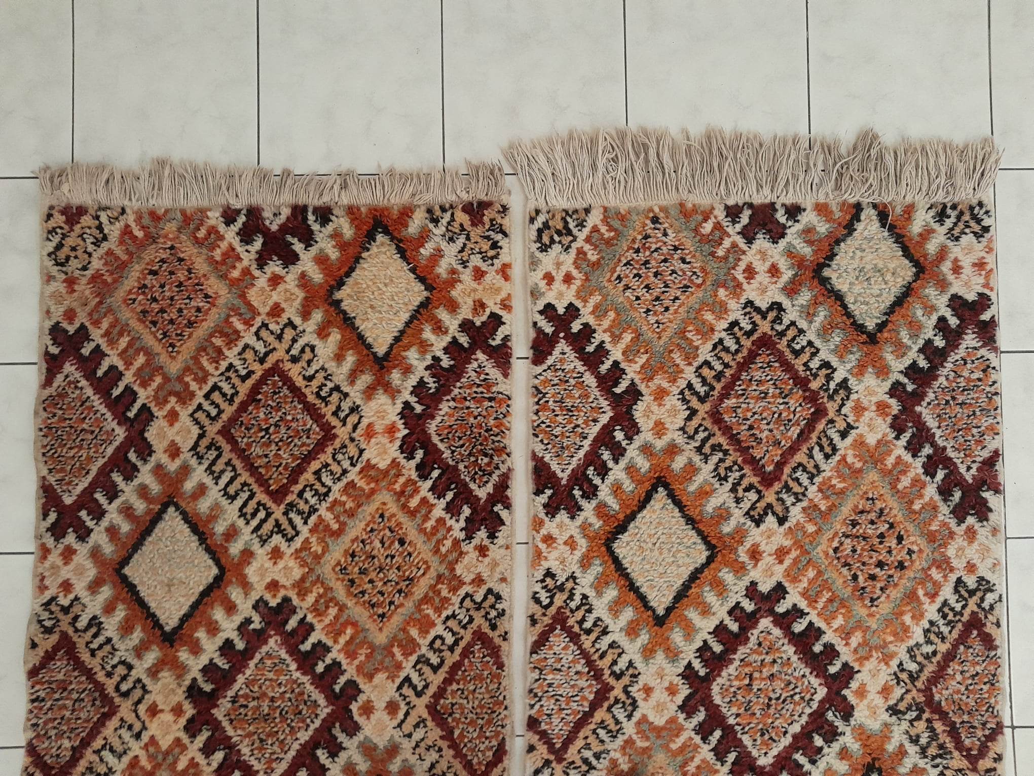 Berber rug pair of handmade bed descents 140x85cm
