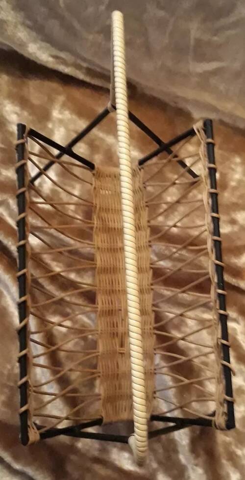 1970s rattan magazine rack