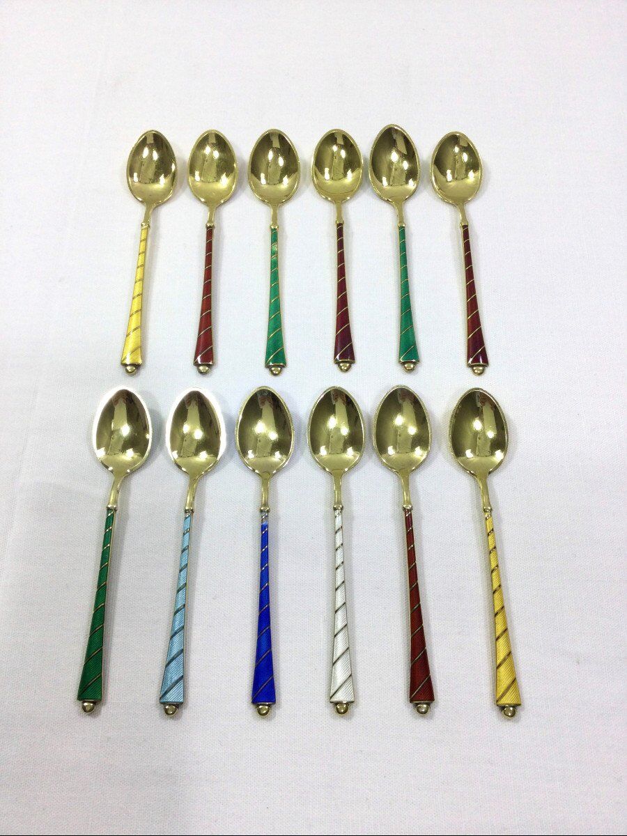 Denmark - Enamelled Moka Vermeil Spoons